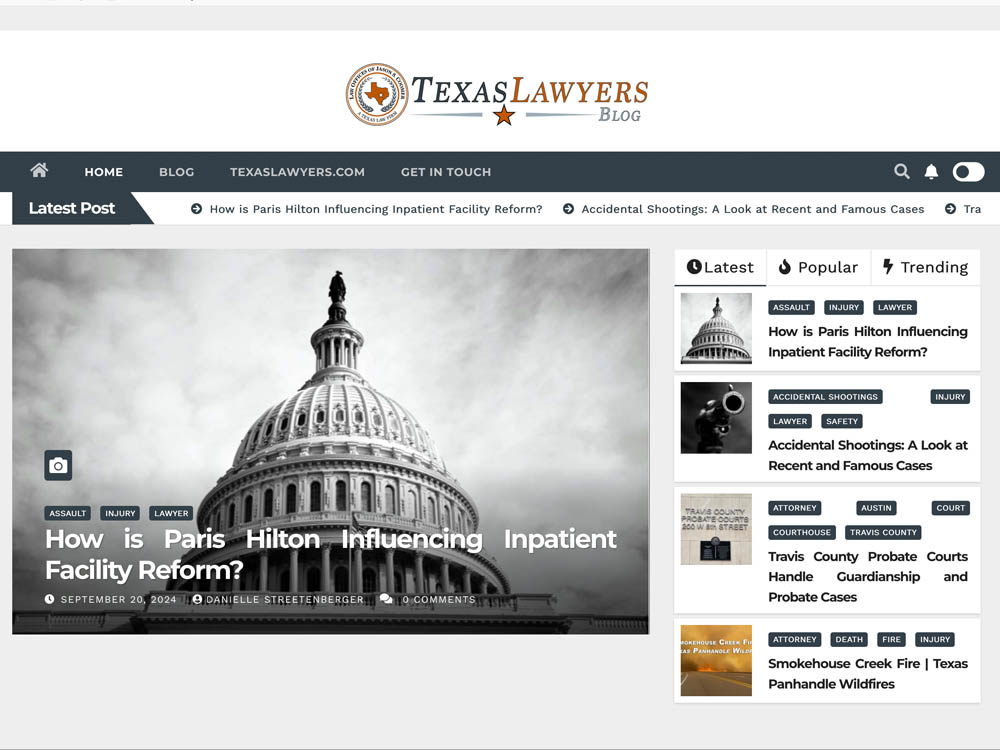 Screenshot of Texas Lawyers Blog.